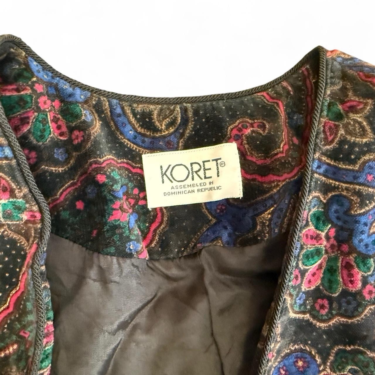 80s Paisley Velvet Koret Blazer with 3/4 Sleeves Size 24W