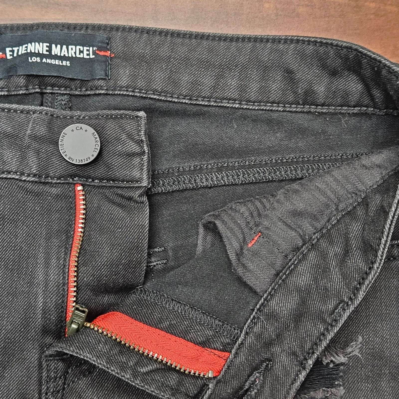 Etienne Marcel Jeans 26 Black Studded Distressed Skinny Moto Rock Glam Y2K