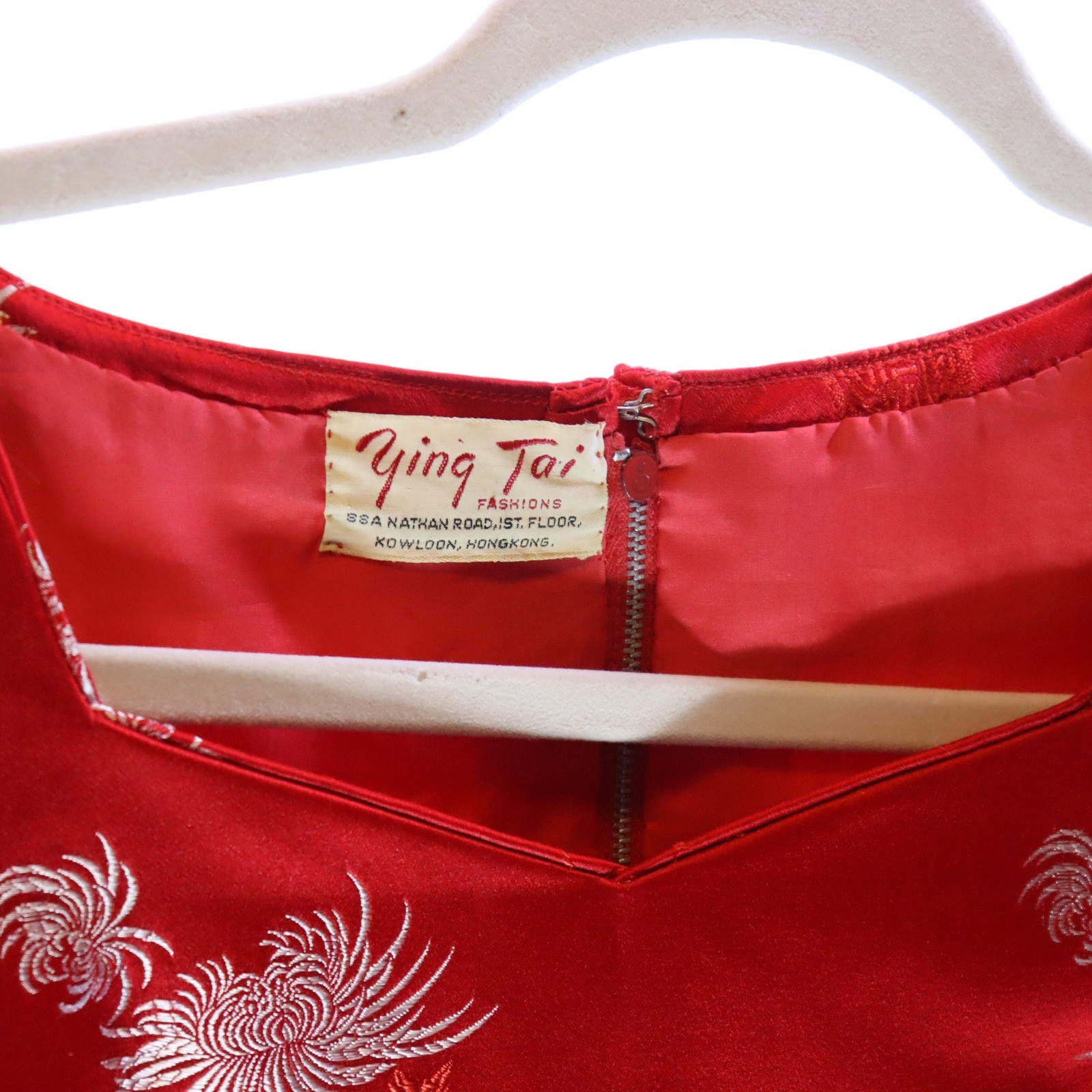 Ying Tai Red Silk Floral Cheongsam Dress Medium Red Womens Vintage Qipao