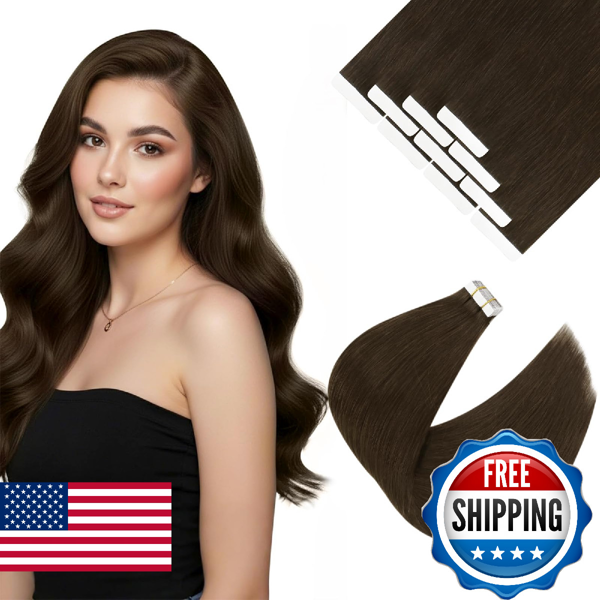 Ve Sunny Human Hair Tape in Extensions 24inch Tape Extensions Human Hair Chocola