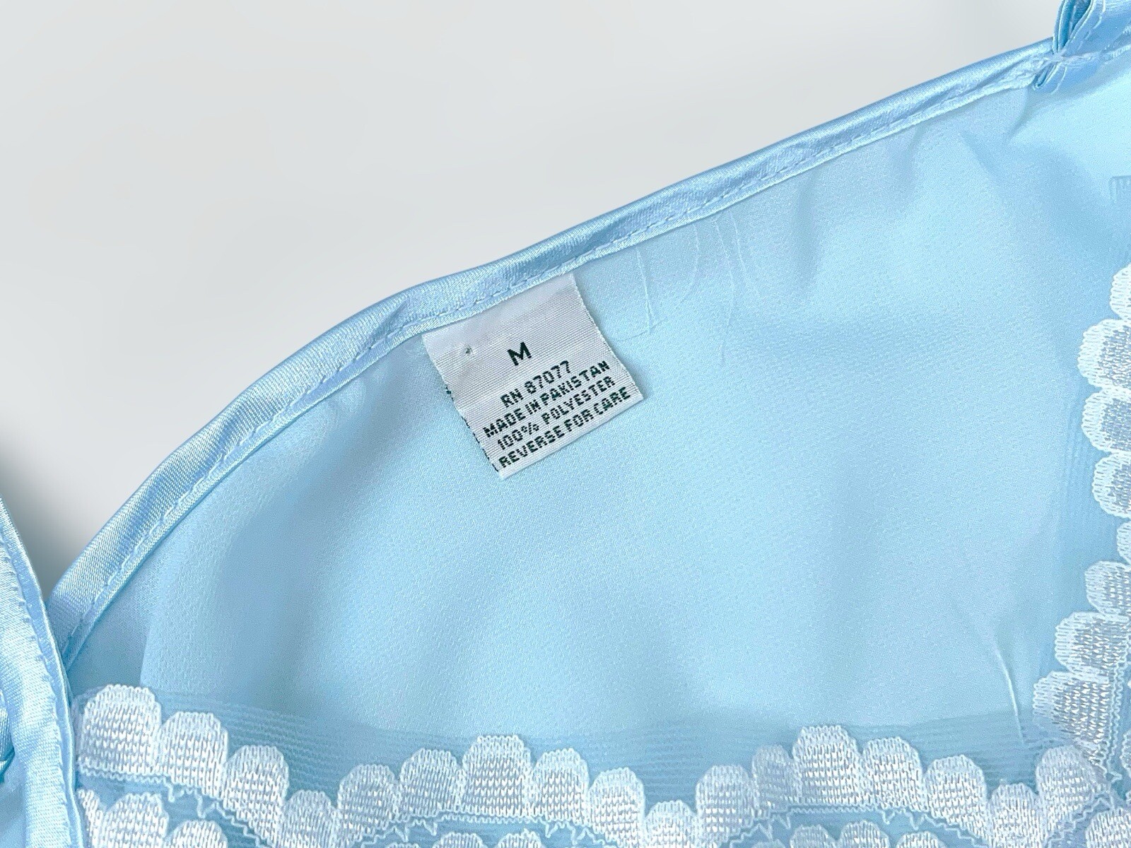 Y2K Blue Sheer Mesh Satin Cami Camisole Cropped Lace M