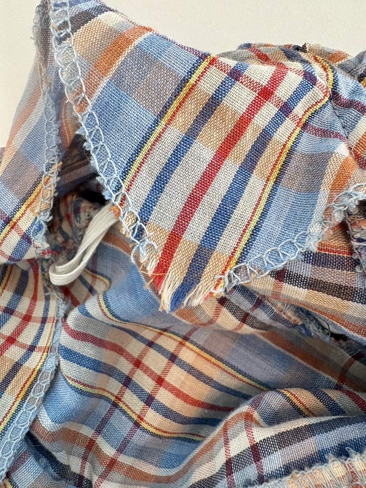 Vintage 70s Plaid Prairie Ruffle Blouse M Cottagecore Puff Sleeve Peasant Top