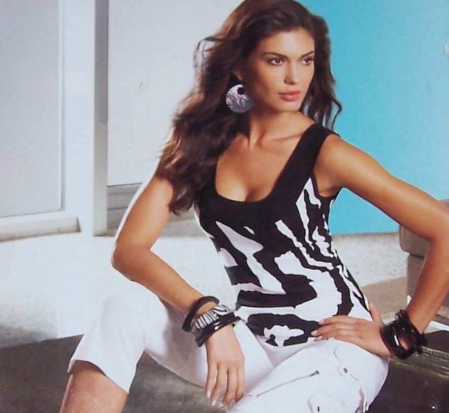 CACHE Y2K White & Black Zebra Stripe Knit Top $68 NWT’s Size L (8-10)