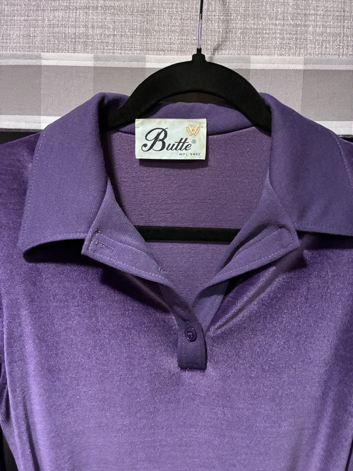 Vtg 70s Lilac Purple Velour Velvet Dress Long Sleeve Size M Midi