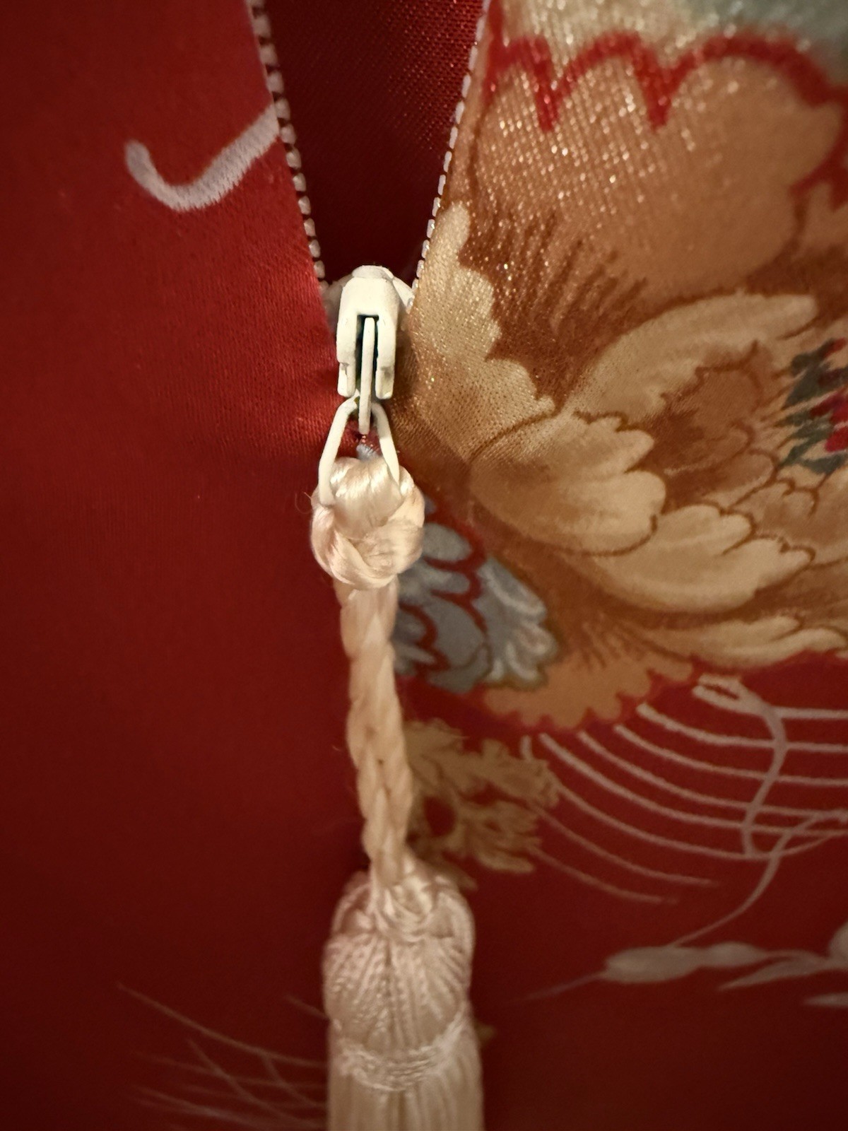 Vtg Lejaby Paris Caftan Mumu Maxi Dress Kimono Asian Inspired Chrysanthemum Red