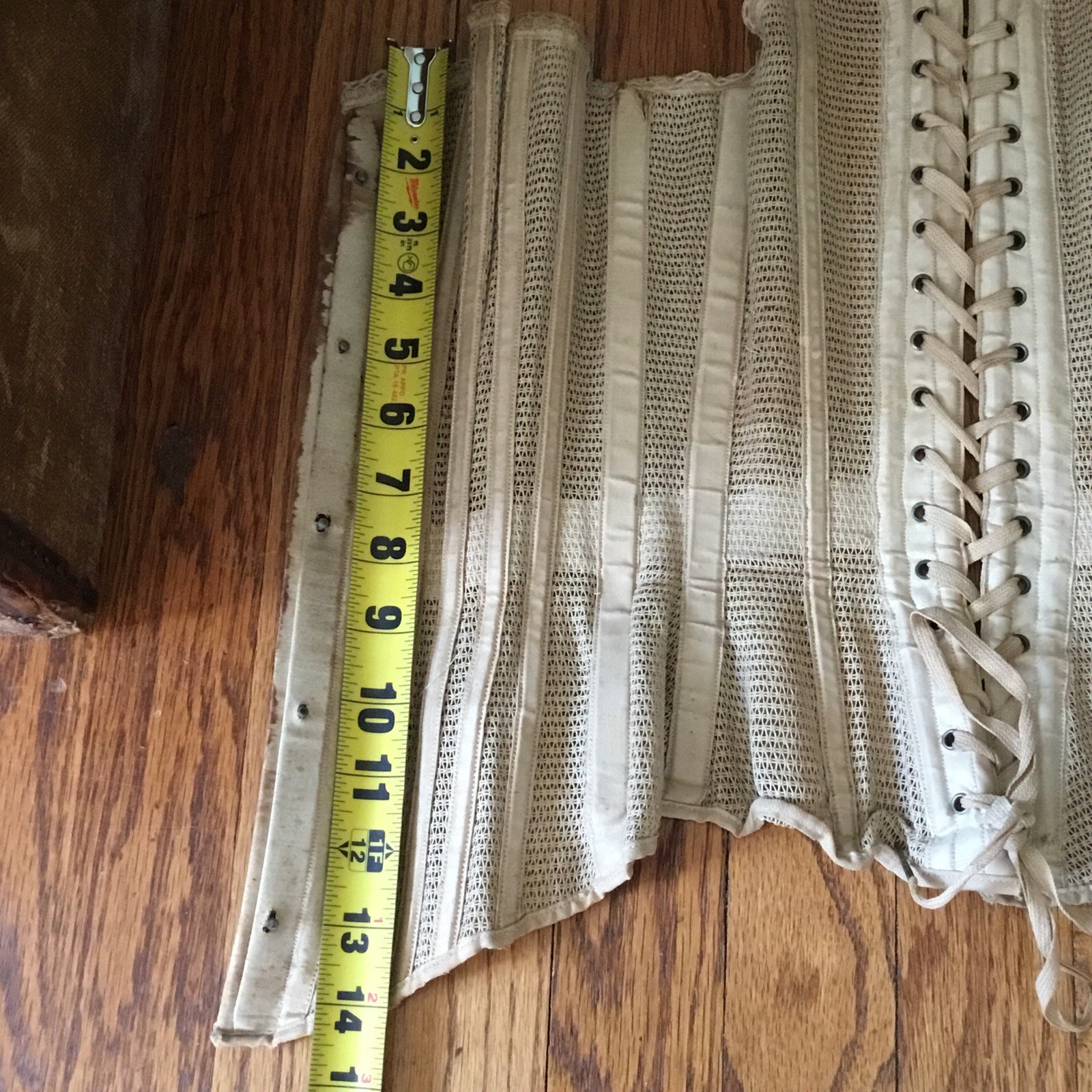 Antique Victorian Summer Mesh Corset Ecru Lace Up Back Imperfectly Perfect!!!
