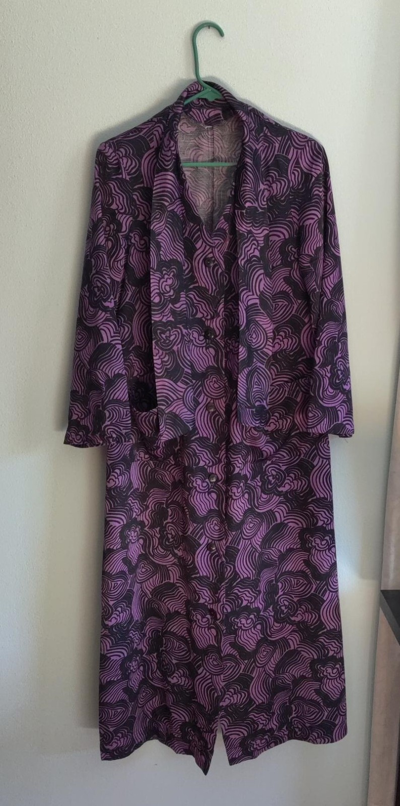 Rare Vintage Dressing Gown (70s from USSR, long, belted, pockets, 49″ L