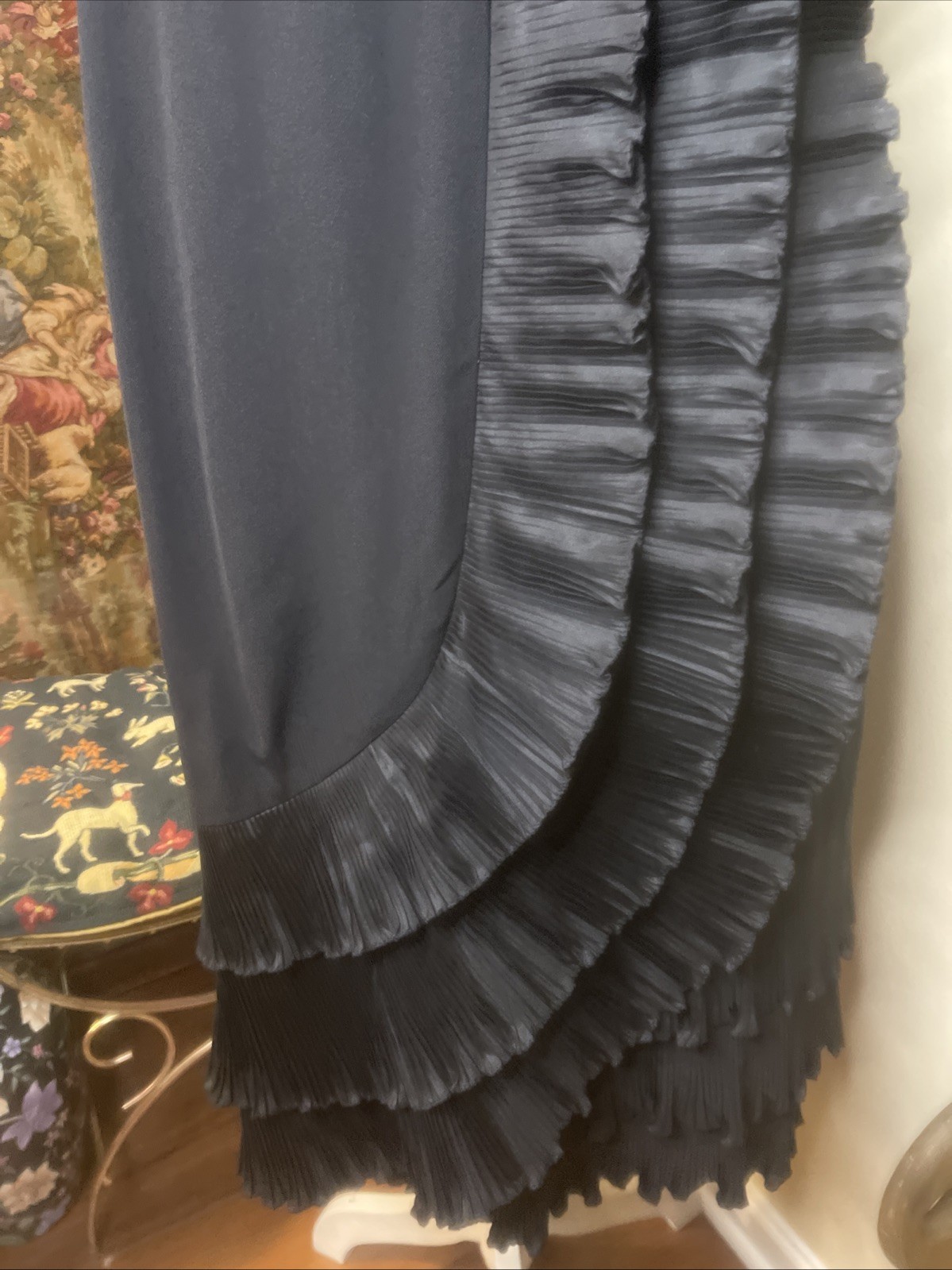 Vintage The Crescent Spokane Black Ruffle Cocktail Dress ILGWU Union Made
