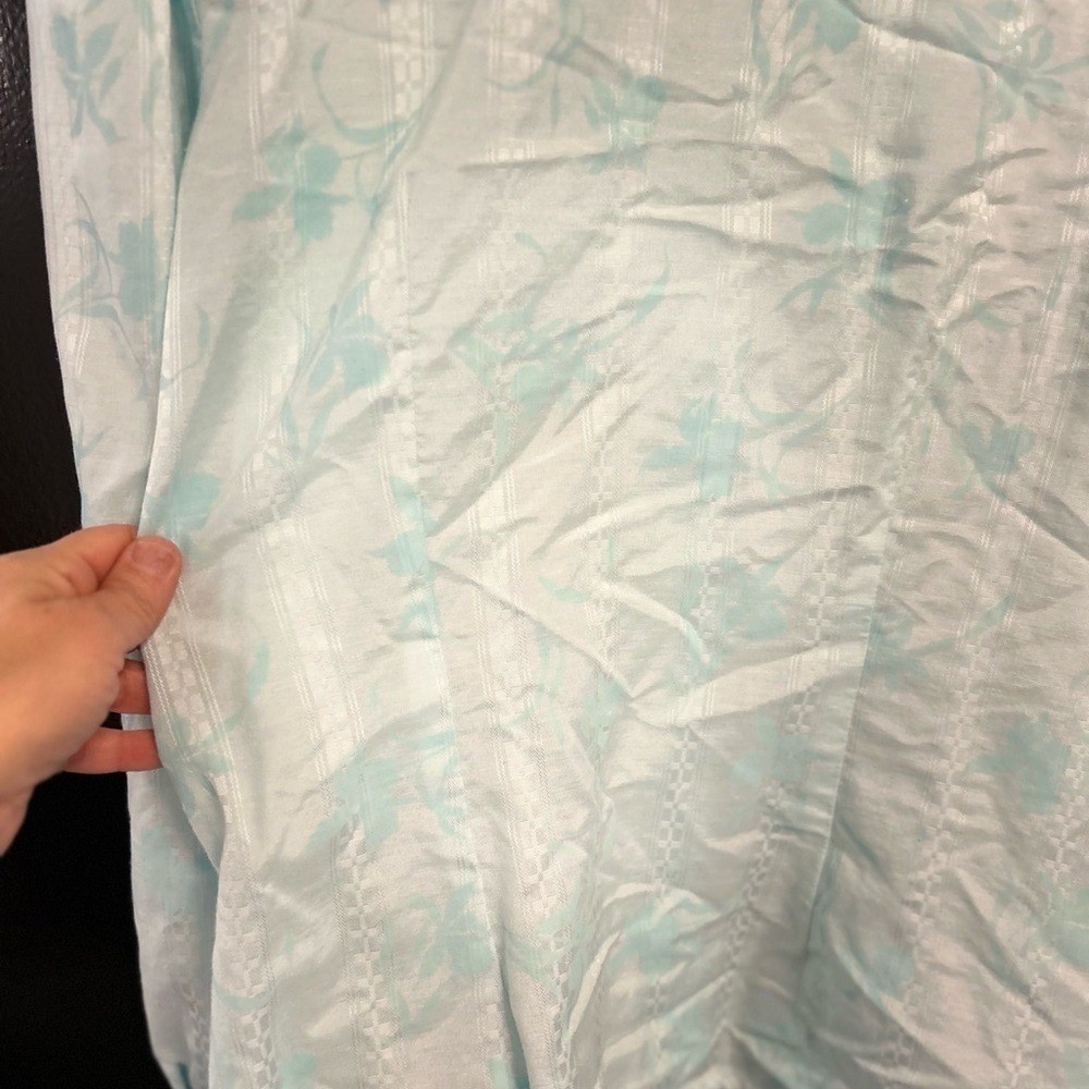 EUC Vintage Western Lace-Trim Button-Down Shirt in Light Aqua Med
