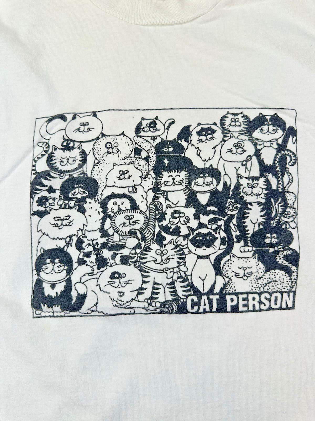 vintage 90’s CAT PERSON t shirt LARGE screen stars best ILLUISTRATION cute NORM