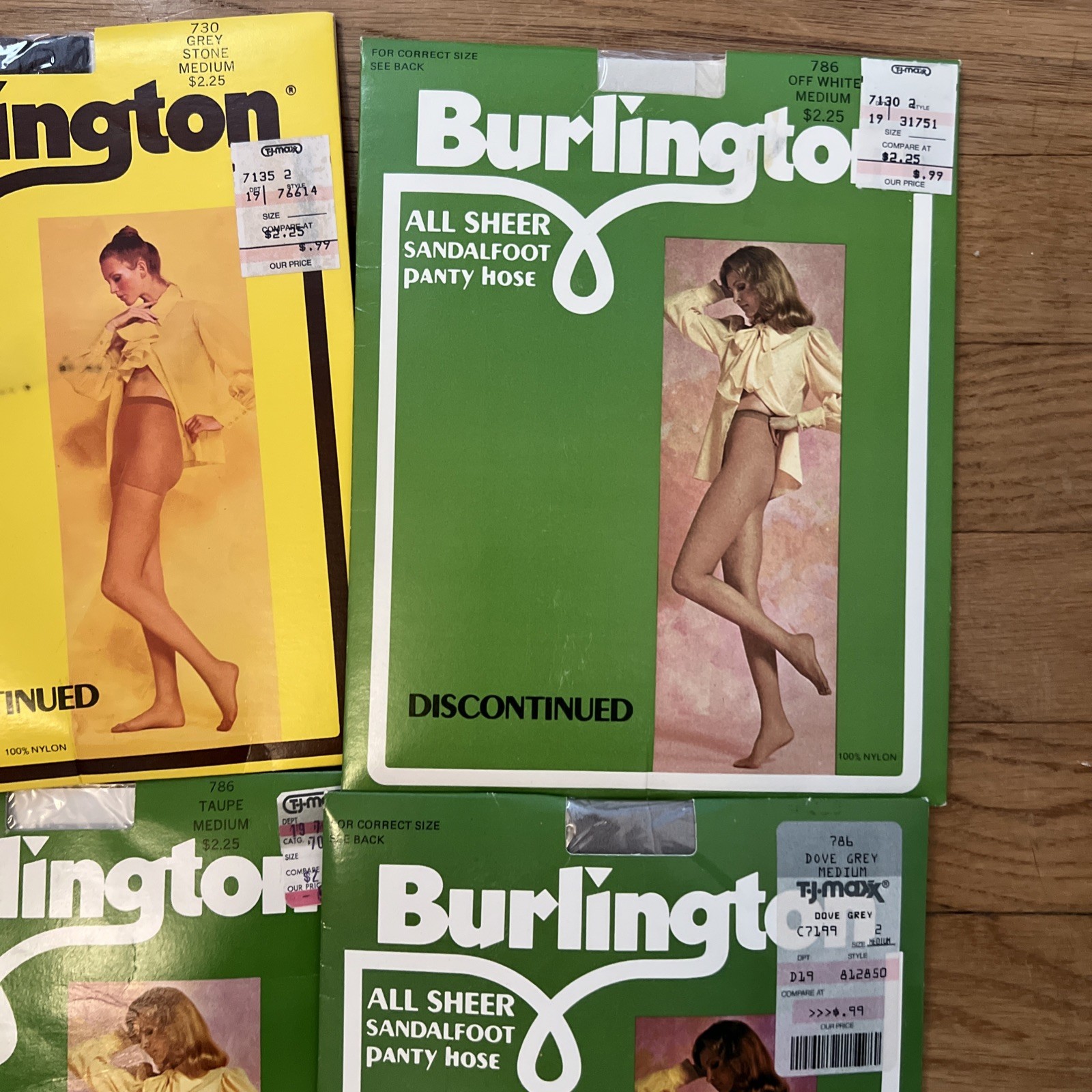 Vintage Burlington Sheer Pantyhose Lot 4 Pairs Dove Grey Taupe Size Medium