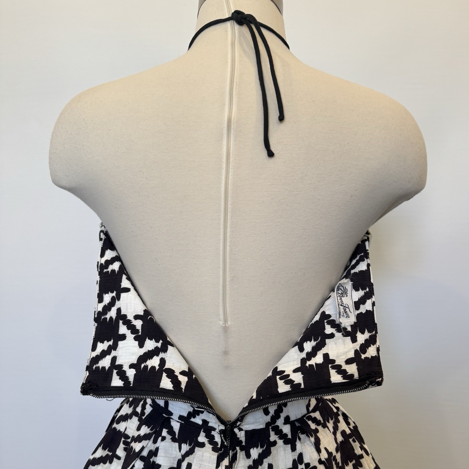 Vintage 50s Houndstooth Check Strapless New Look Fit & Flare Party Dress Town M