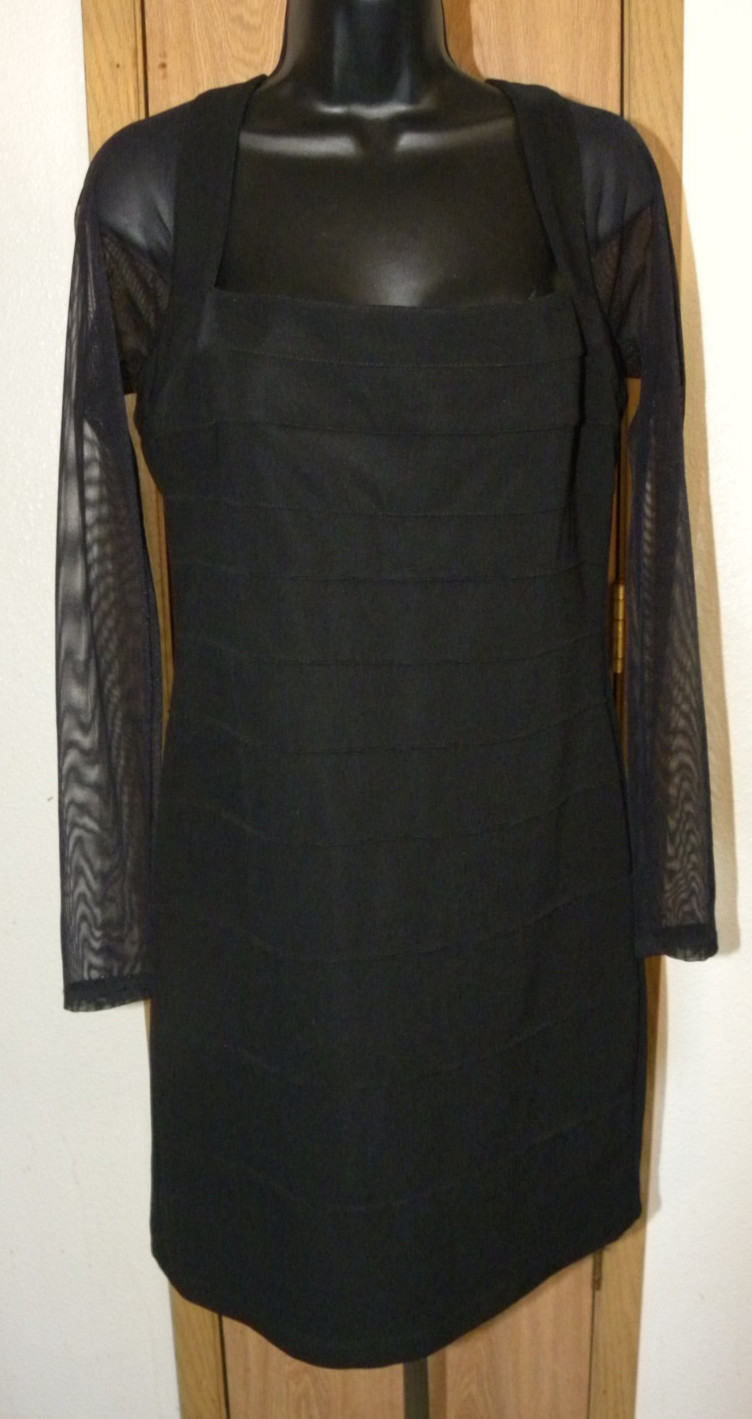 Moda International Black Cut Out back sheer Long sleeve Dress Size Large