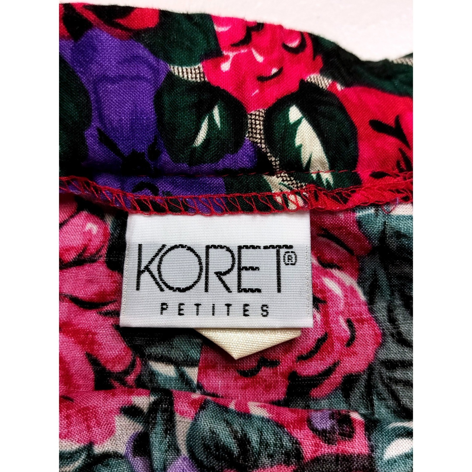 Vintage Koret Viscose Pleated Floral Midi Skirt Size 8 Pink Purple Rose Print