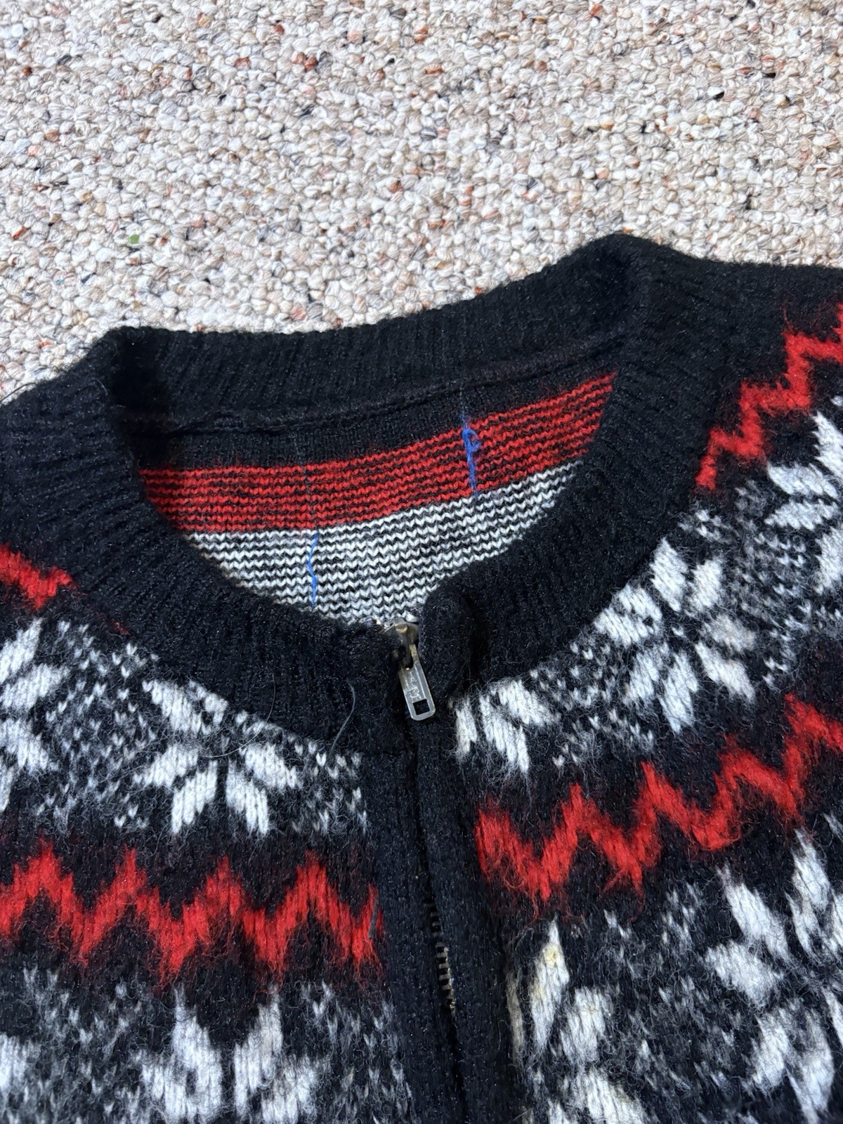 Vtg 60’s McGregor Mohair Christmas Snowflake Cardigan Zip Up Sweater. Size L
