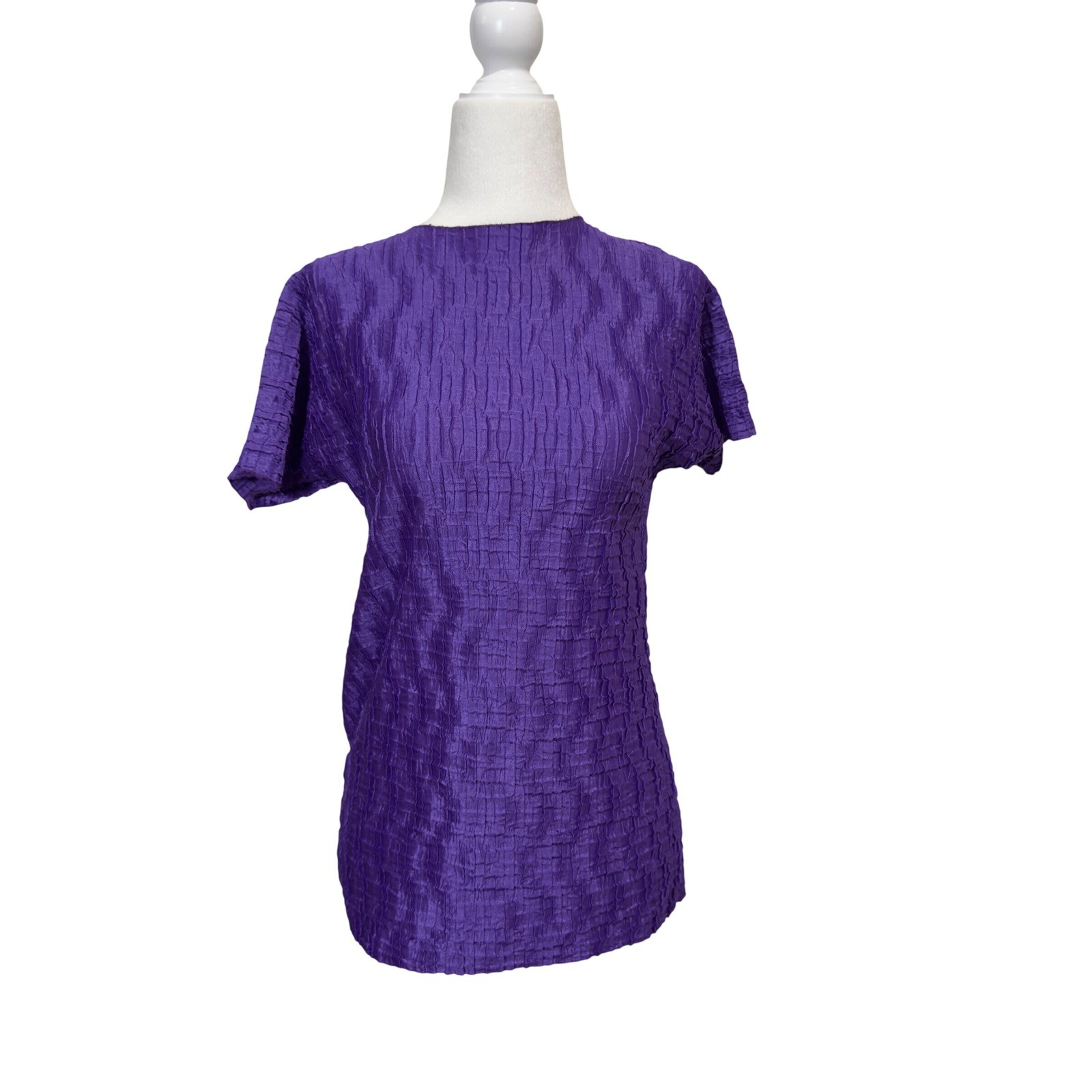Vintage Michele Michelle Purple Popcorn Crinkle Stretch Top Made in USA