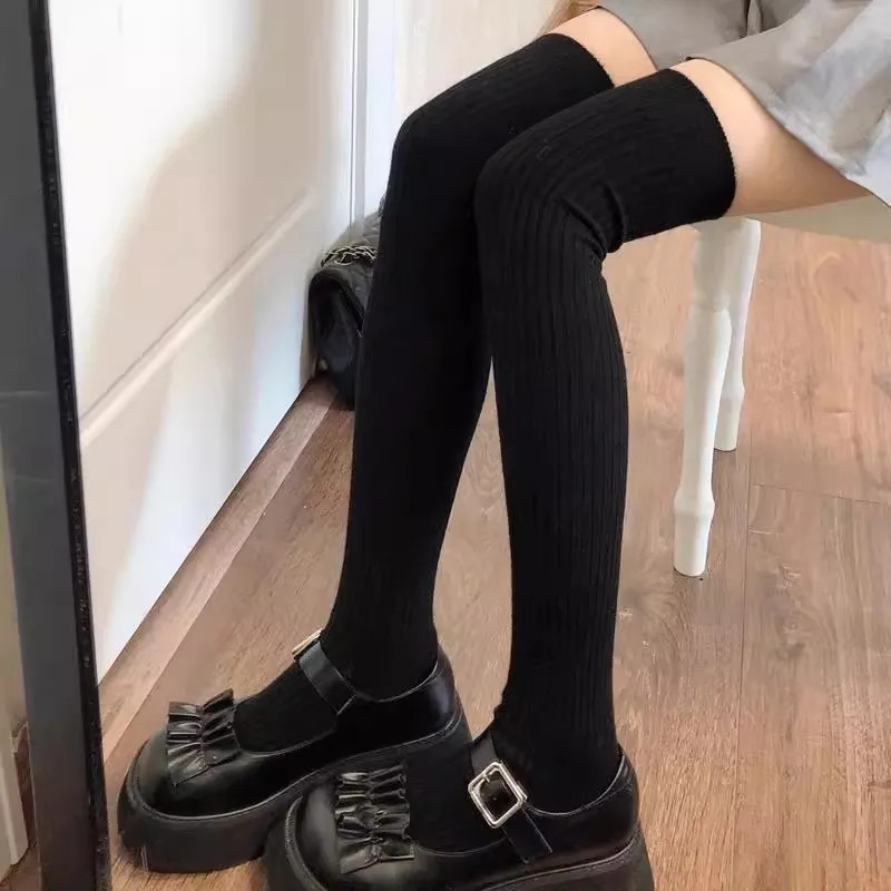 New Winter Solid Color Thigh High Stockings Women Trendy Casual Over The Knee