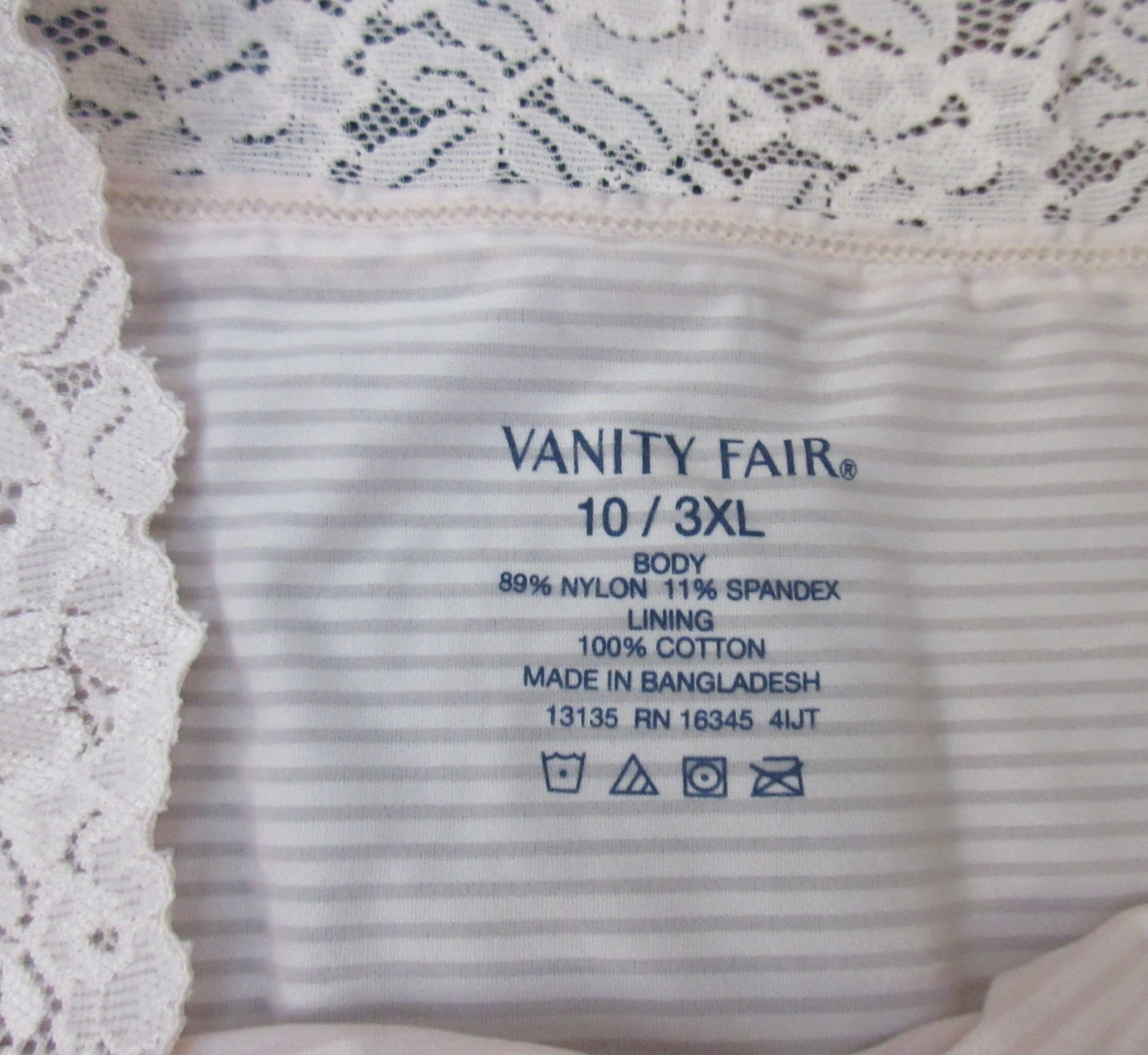 NWOT VANITY FAIR PINK shadow stripe stretch nylon HI LEG panties sz 10 3XL
