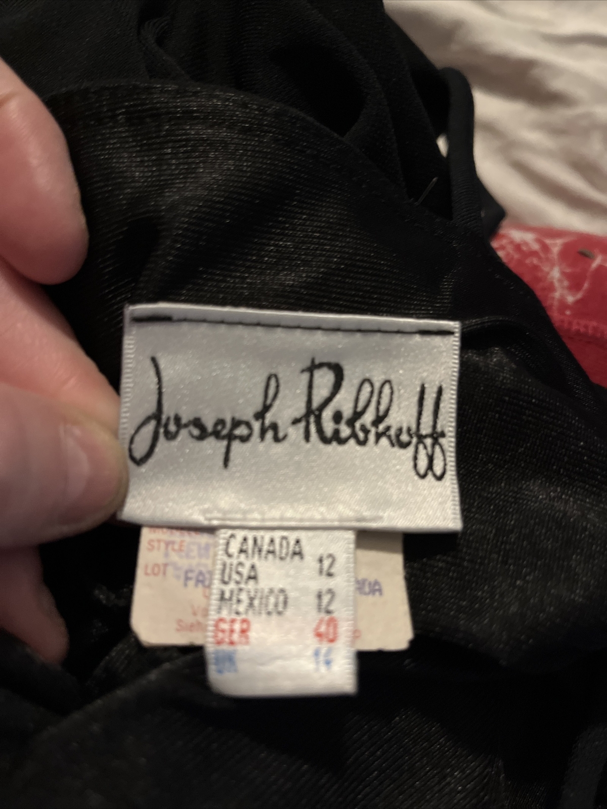 Vintage Joseph Ribkoff Black Spaghetti Strap Stretchy Dress Size 12