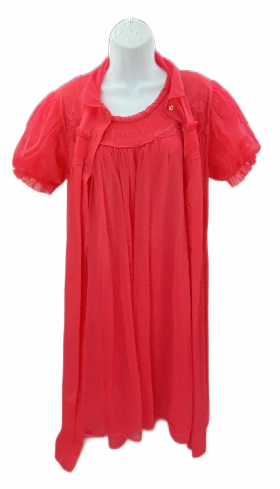 36 Penny’s Adonna 2 Pc Nightgown Robe Vtg Babydoll Red Sissy