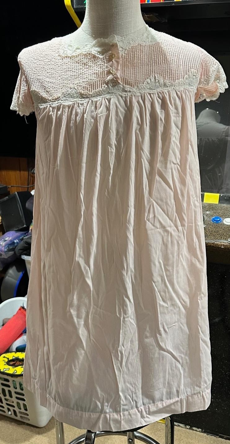 Barbizon „Kim” Nightgown Pink Lace Pink Floral Size 5 / S #X215