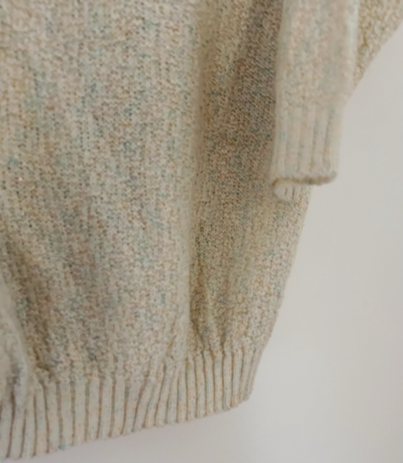 Vintage Helen Sue Off White Tinsel Knit Cowl Neck Oversized Sweater Tunic S/M