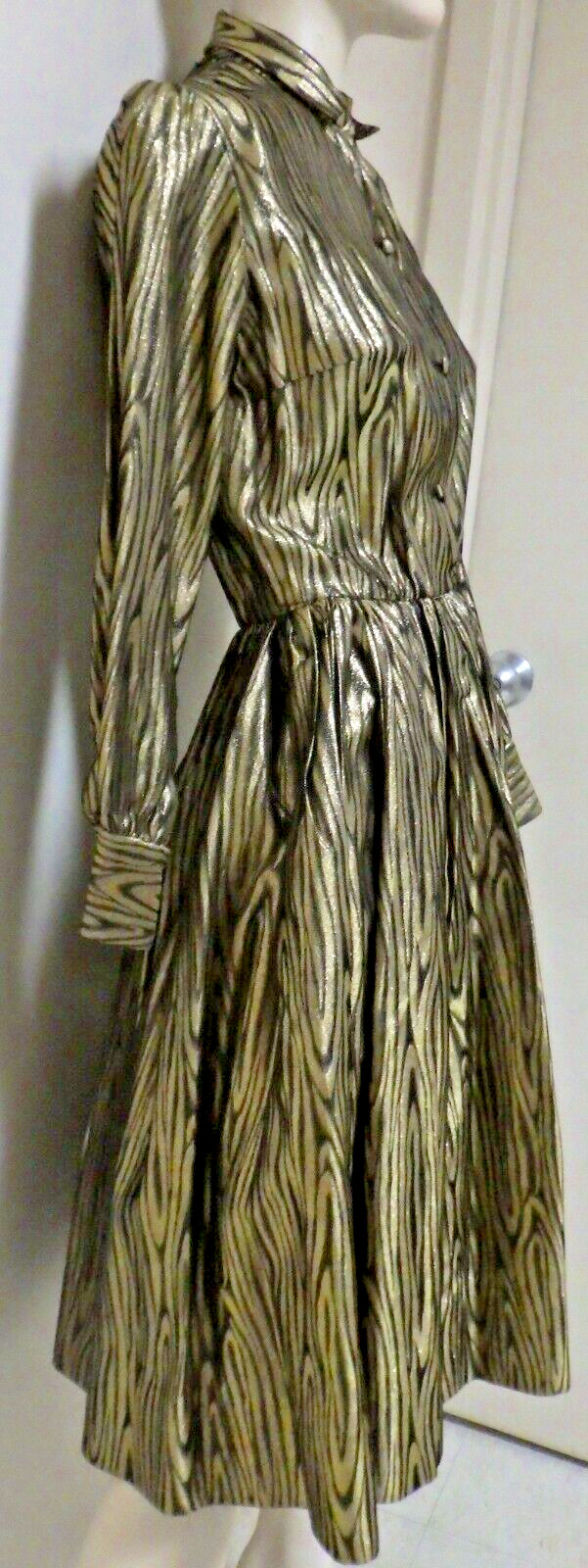 Vintage 1950s Charles Cooper Gold Lame Cocktail Dress Size 6 Metallic Party 50s