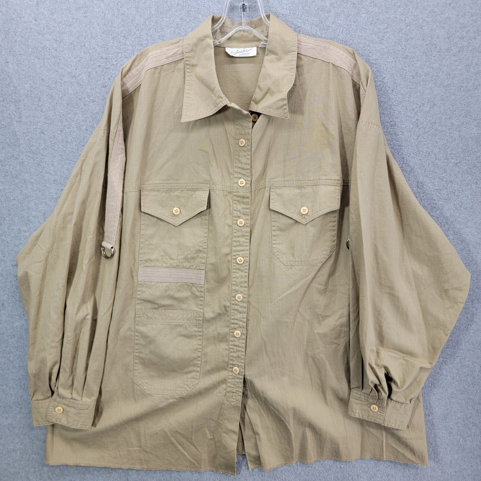 Vintage Schrader shirt Women’s 26w Button Up Long Sleeve safari utility top