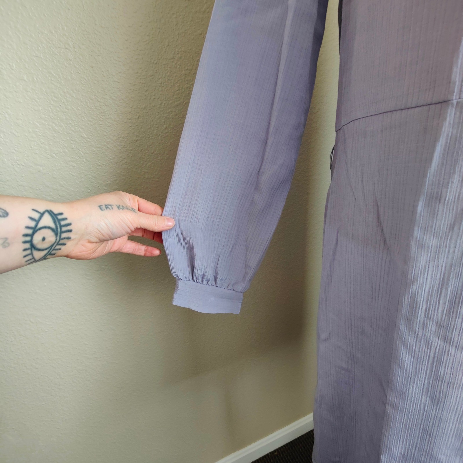 Vintage Malouf of Dallas 80s Retro Shift Dress Lilac USA L Mandarin Secretary