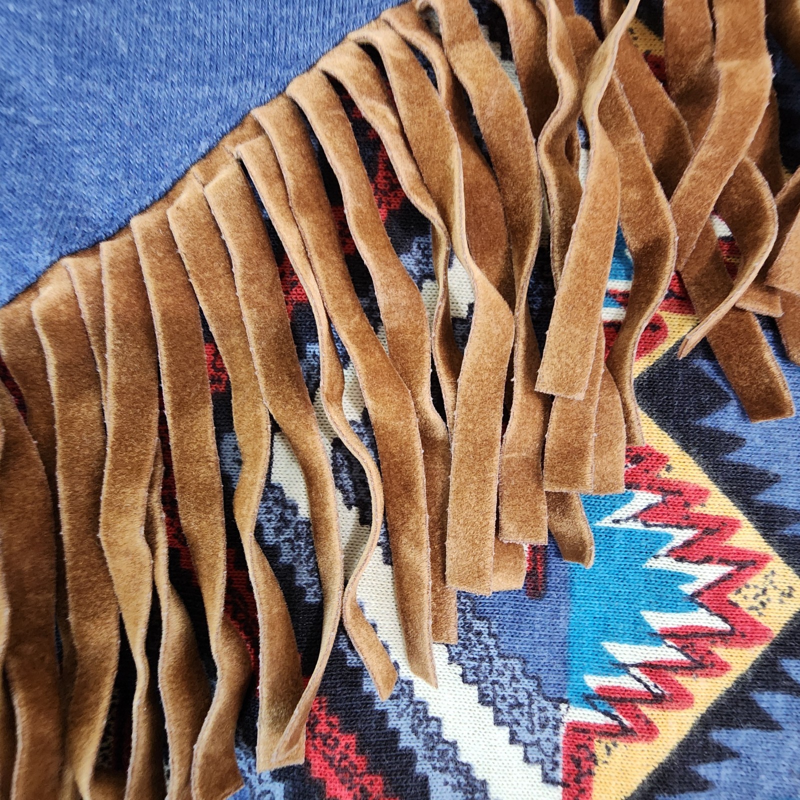 Young Stuff Womens Western Fringe Cardigan Size L Multicolor Aztec Print #2060