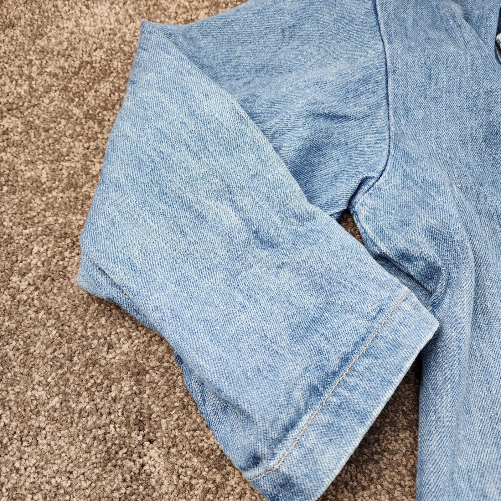 Stuffed Shirt Denim Duster Jacket Womens Large Blue Good Vintage 100% Cotton USA