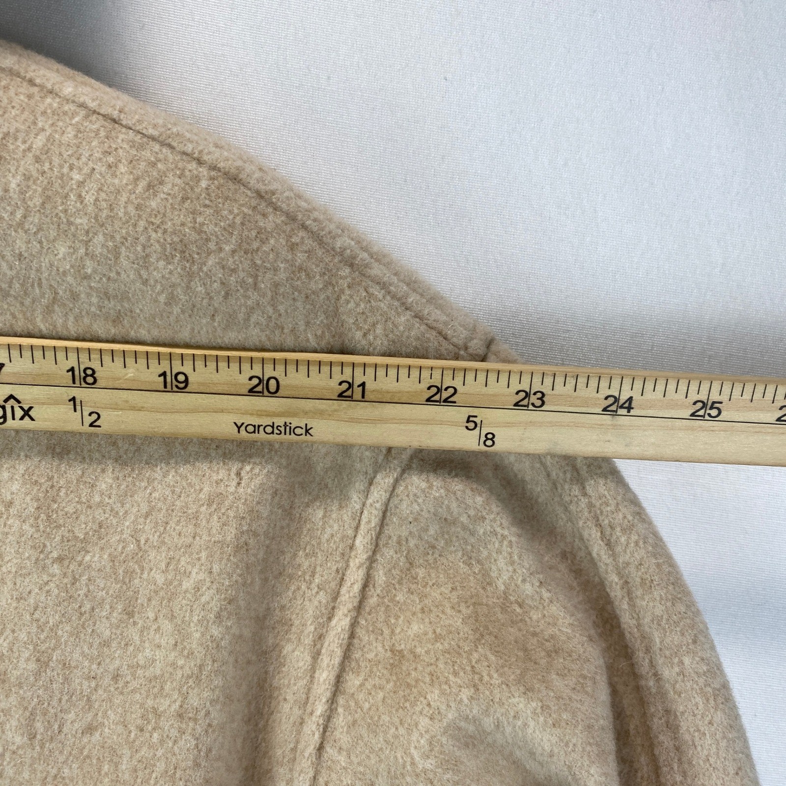 VTG Lorovi Hooded Faux Fur Trim Wool Belted Coat Womens M Beige Made in USA Zip