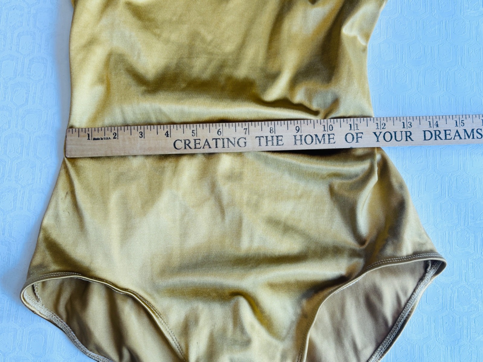 NOS VTG BALTEX 90’S ADRIENNE VITTADINI GOLD ONE PIECE HIGH CUT LEG SWIMSUIT*S/M