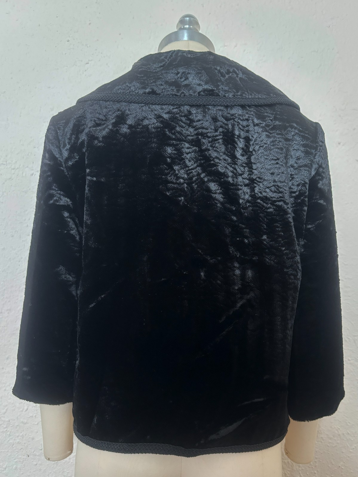 1950s Black Embossed Velvet Jacket, by Specialty House, Small to Medium