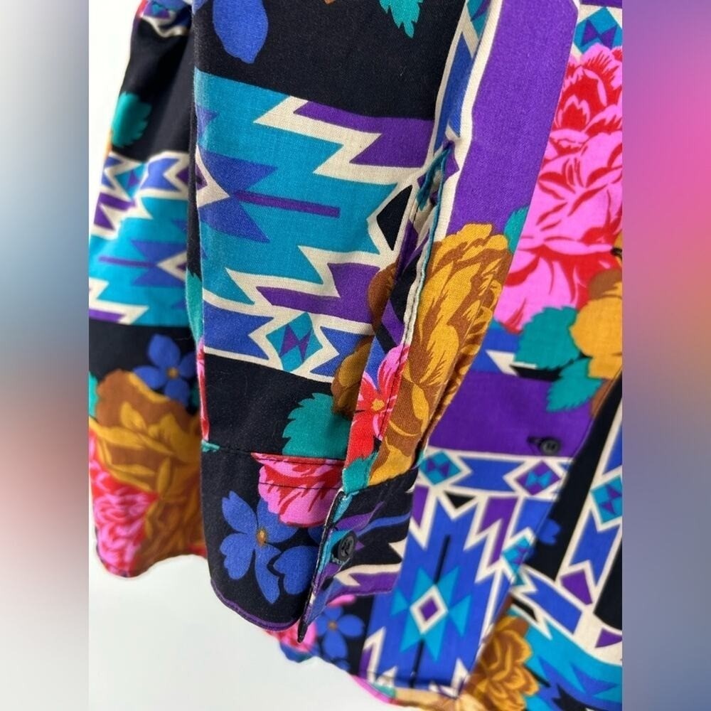 Wrangler Vintage 80s Western Southwest Floral Rodeo Show Shirt Women/s XL