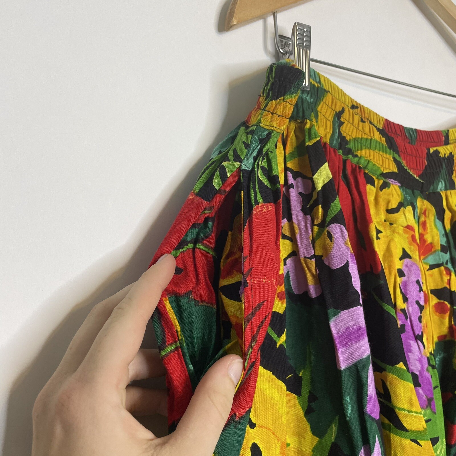 Vintage 80s Hawaiian Long Skirt Speed Limit MPH Womens XL Multicolor