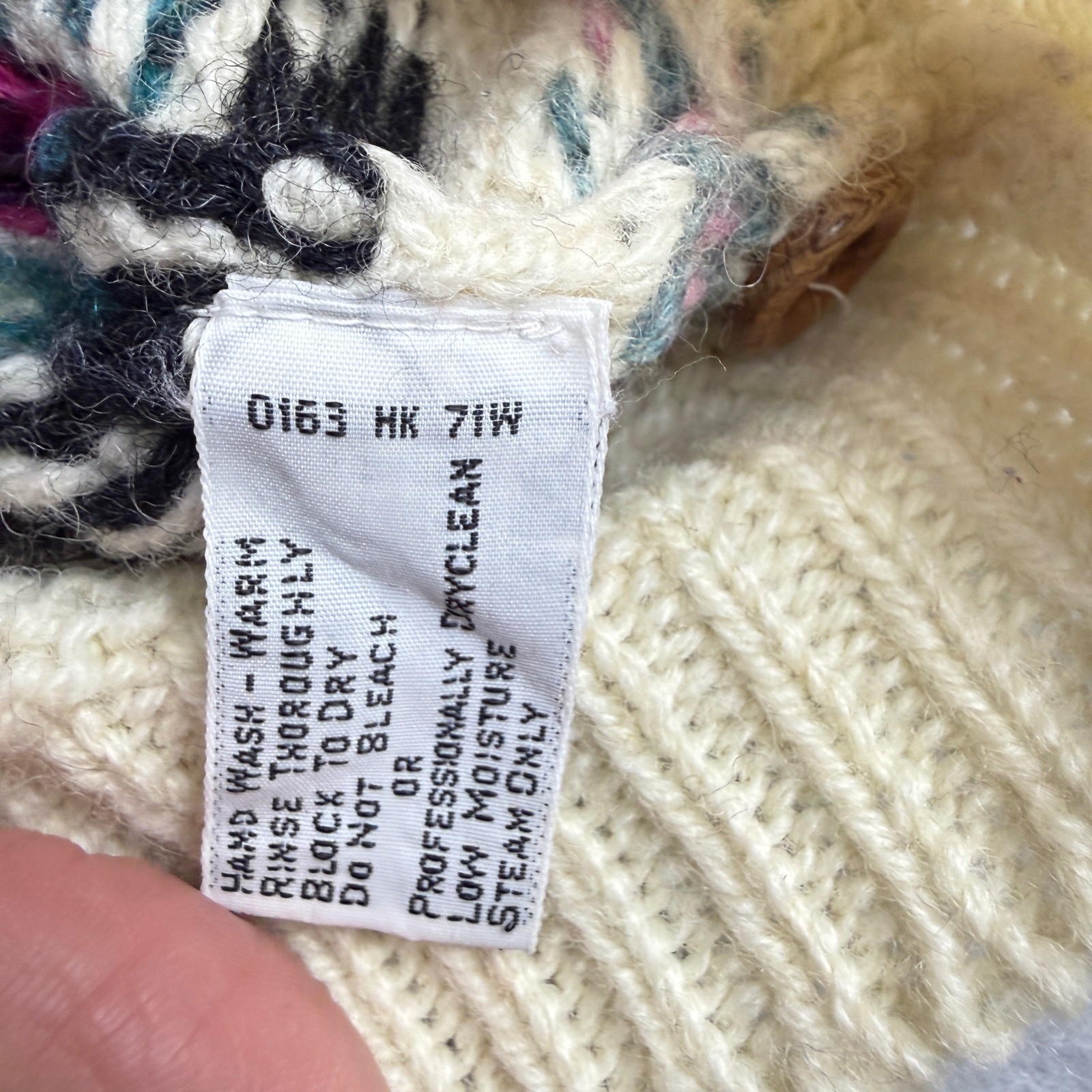 Vtg LL Bean Shetland Wool Fair Isle Sweater Womens Large Cream 100% Wool