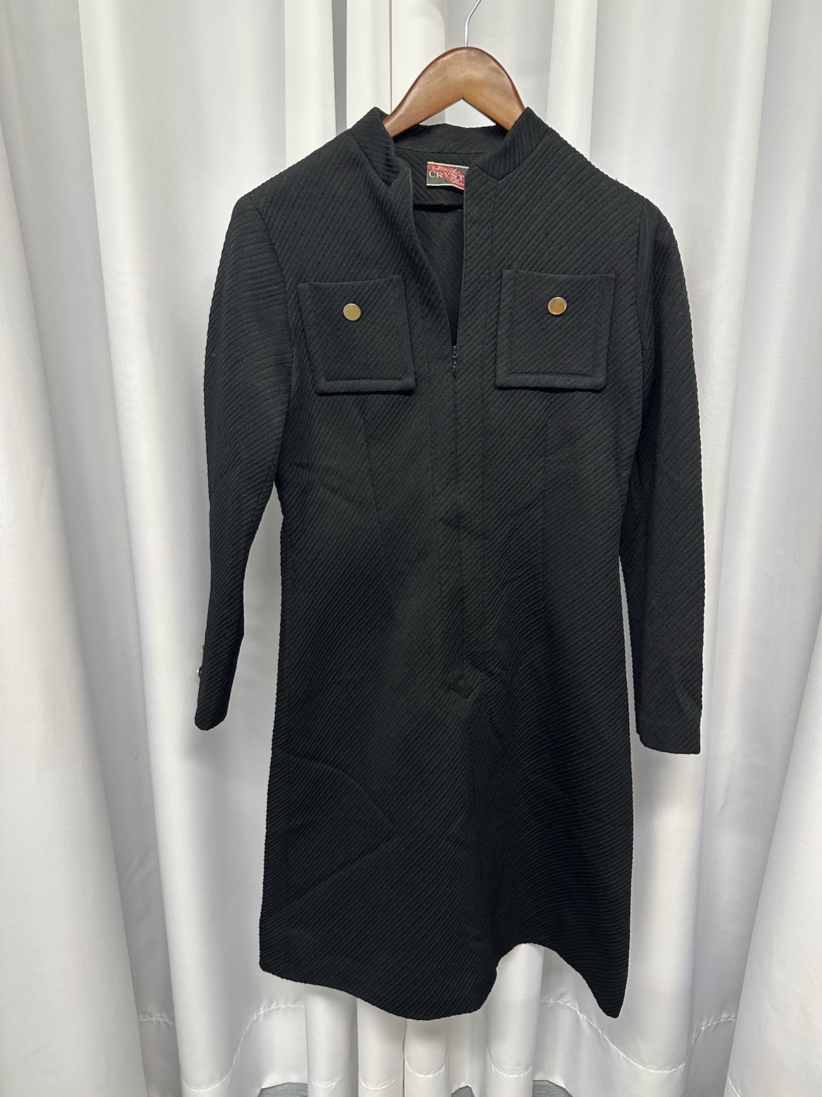 vintage Size 10 david crystal dress Polyester Black Long Sleeve Shift EUC