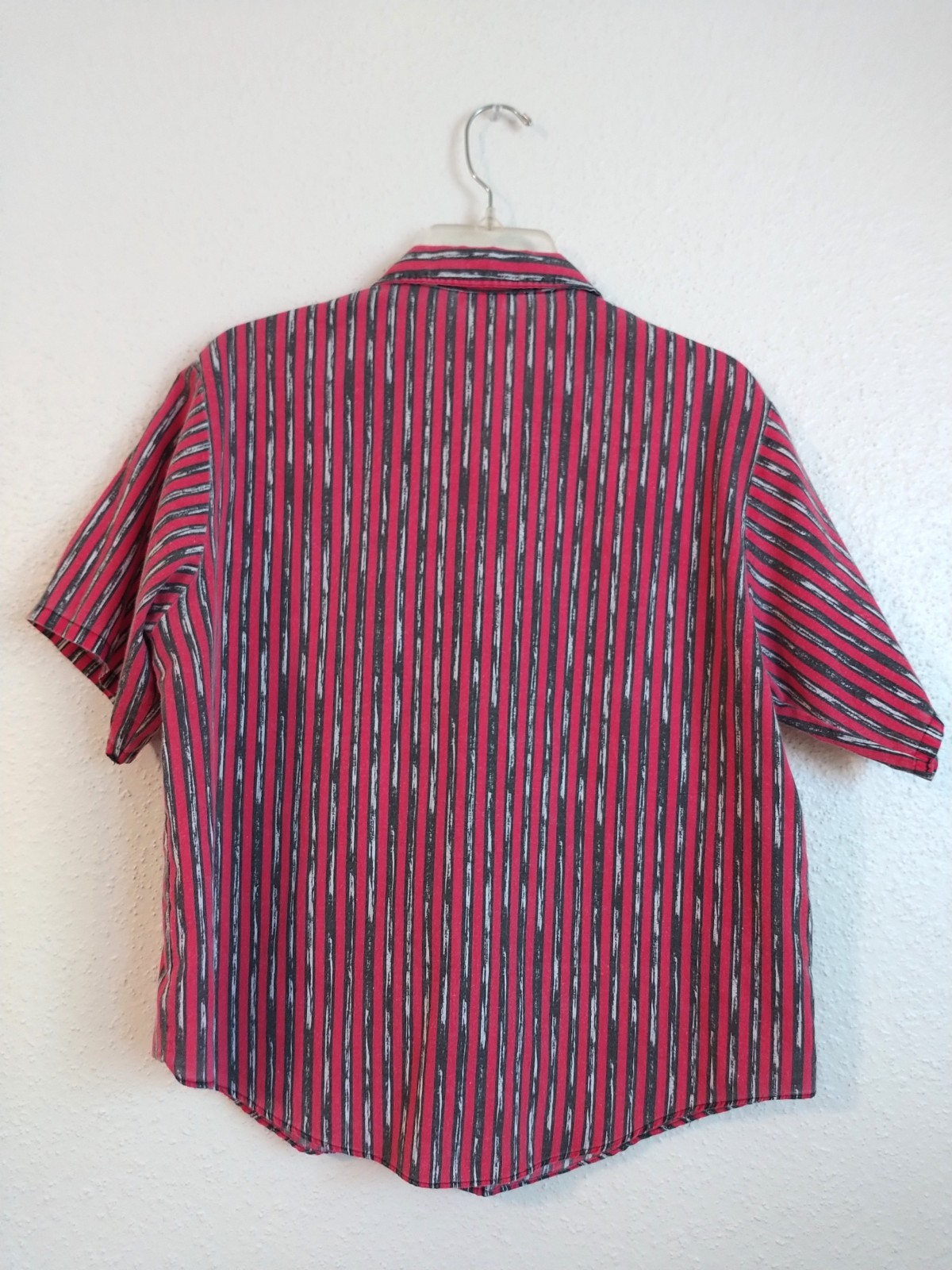 Carlyle VTG 90’s Womans Button Up Black Red White Stripe Short Sleeve Top Sz 12