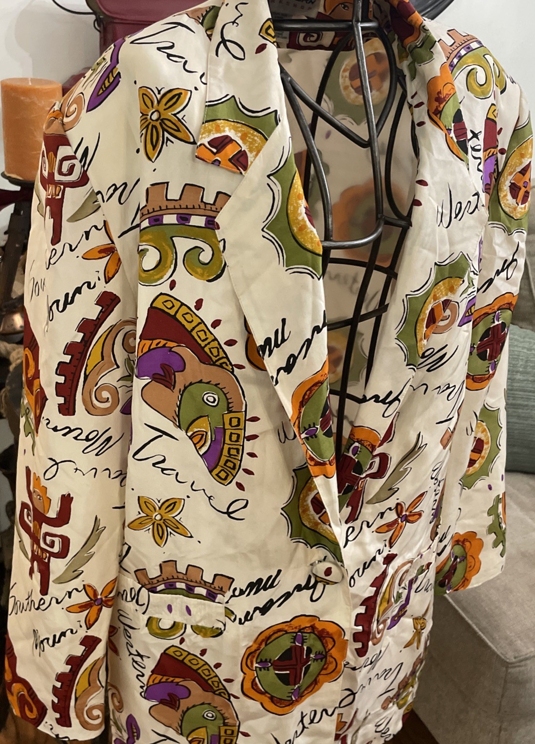 Vtg western Carol Horn 80’s Workshop Blazer office dress up 100% Silk Size M