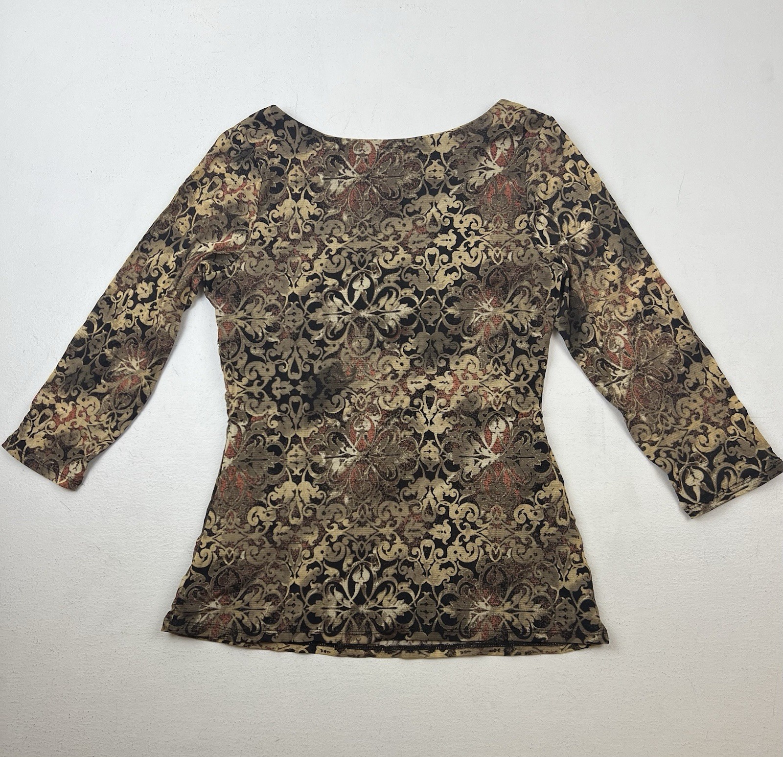 Vtg Y2K Axcess Womens Sz M Mesh Top Babydoll Brown Fall Fairy Grunge 3/4 Sleeve