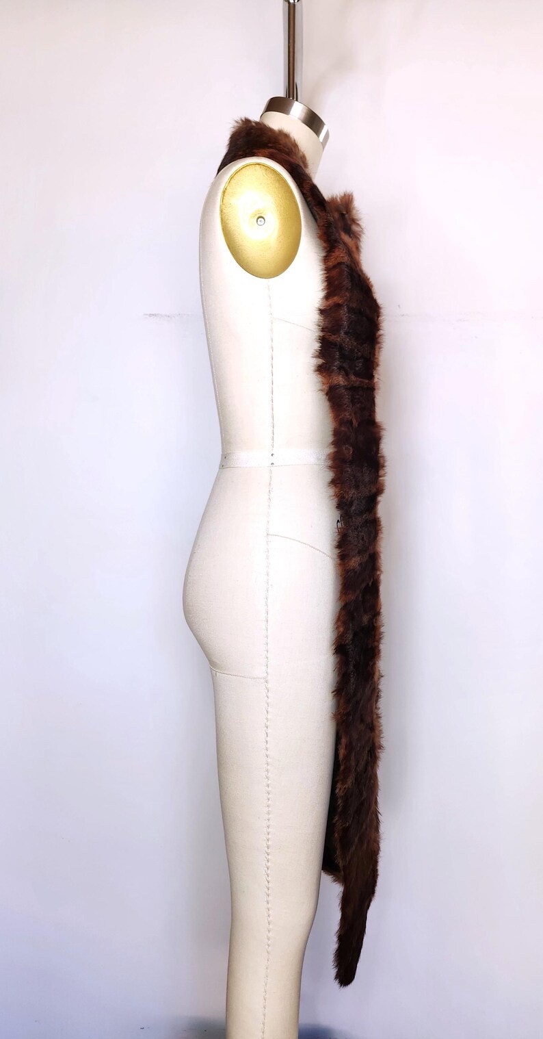 Vintage LONG Mink Fur Collar Cape Capelet Extra Long Fur Stole Shawl Shrug 30s