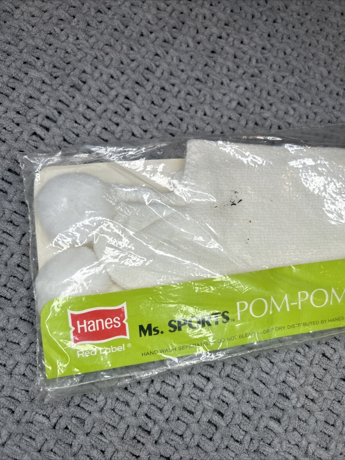 VTG Socks 80s Pom Sockettes Hanes 9-11 White NOS Orlon Acrylic Nylon Tennis 90s.