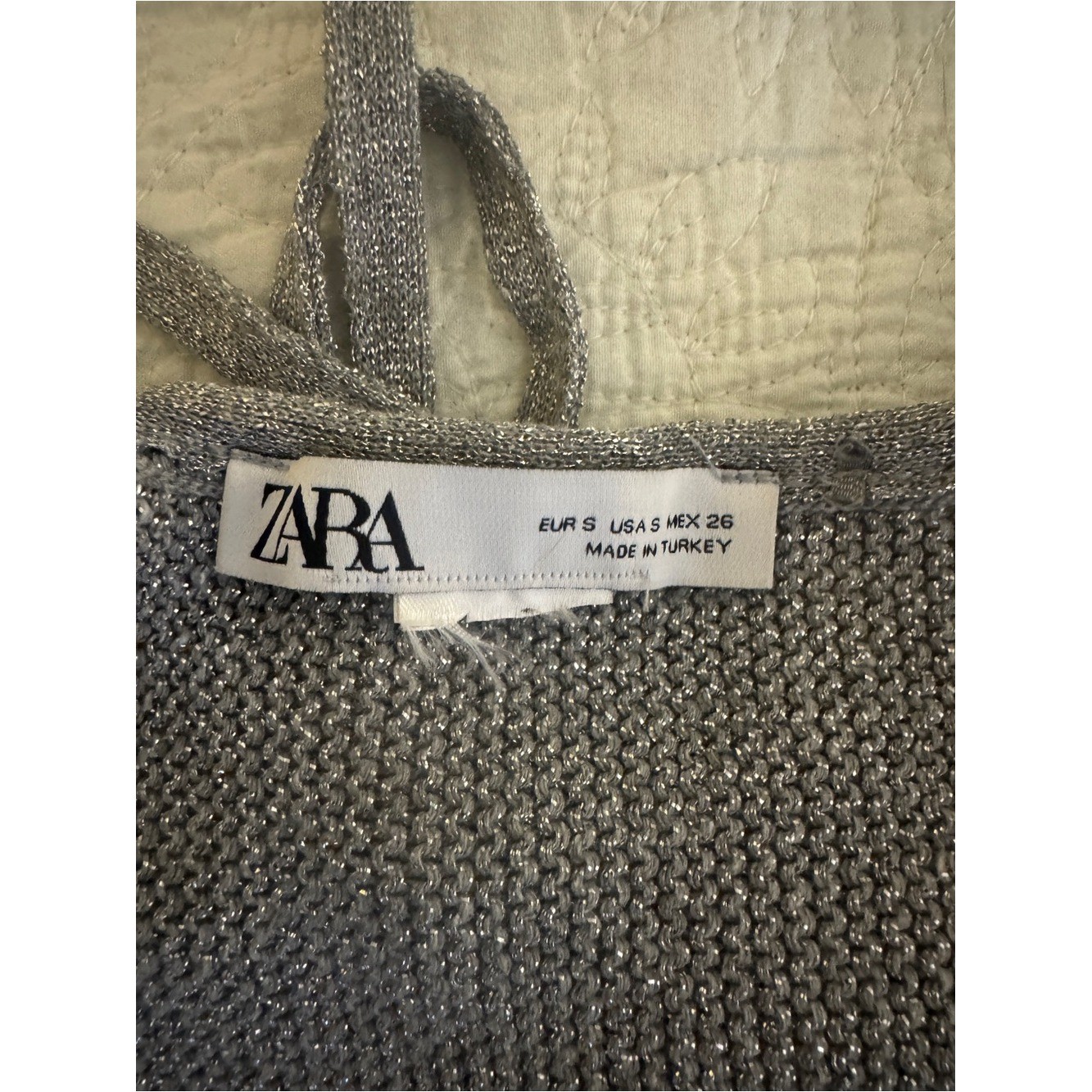 Zara Silver Sparkle Halter Handkerchief Hem Camisole