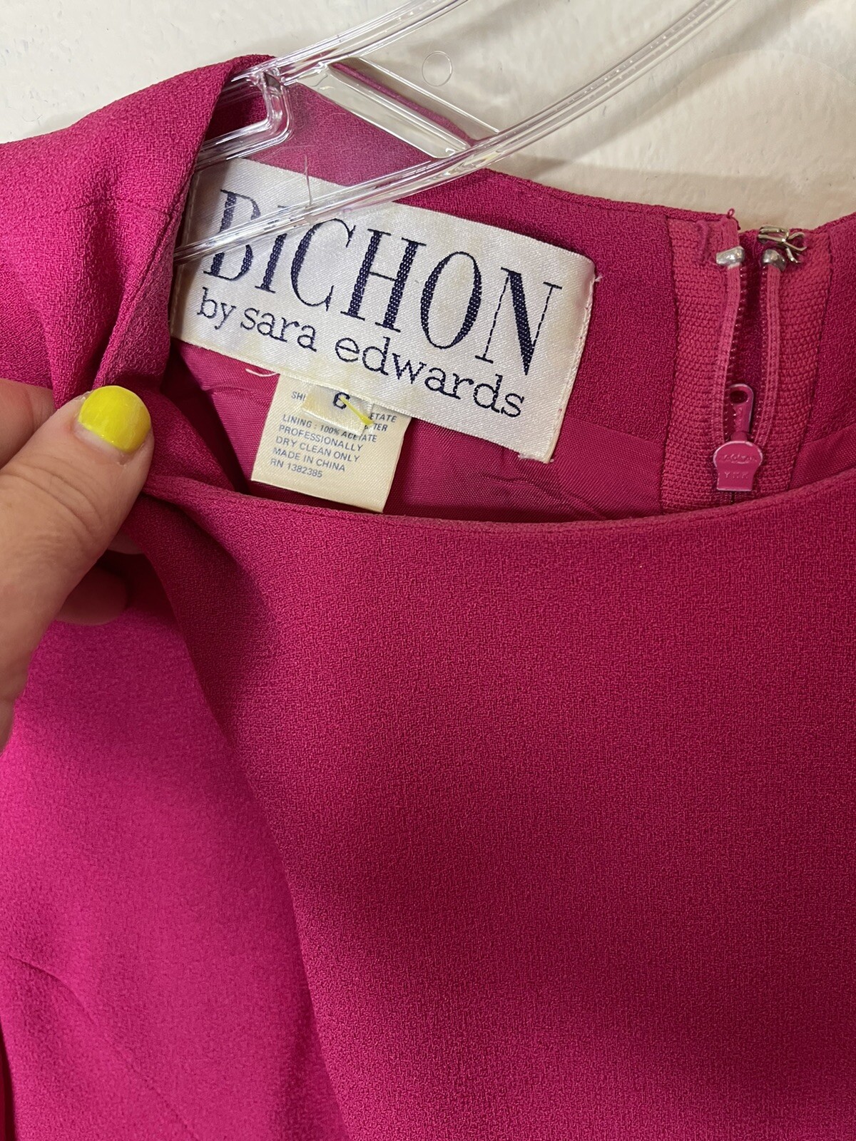 Vintage 80’s hot pink diamond dress Working Girl Secretary Grandmacore Argyle 6