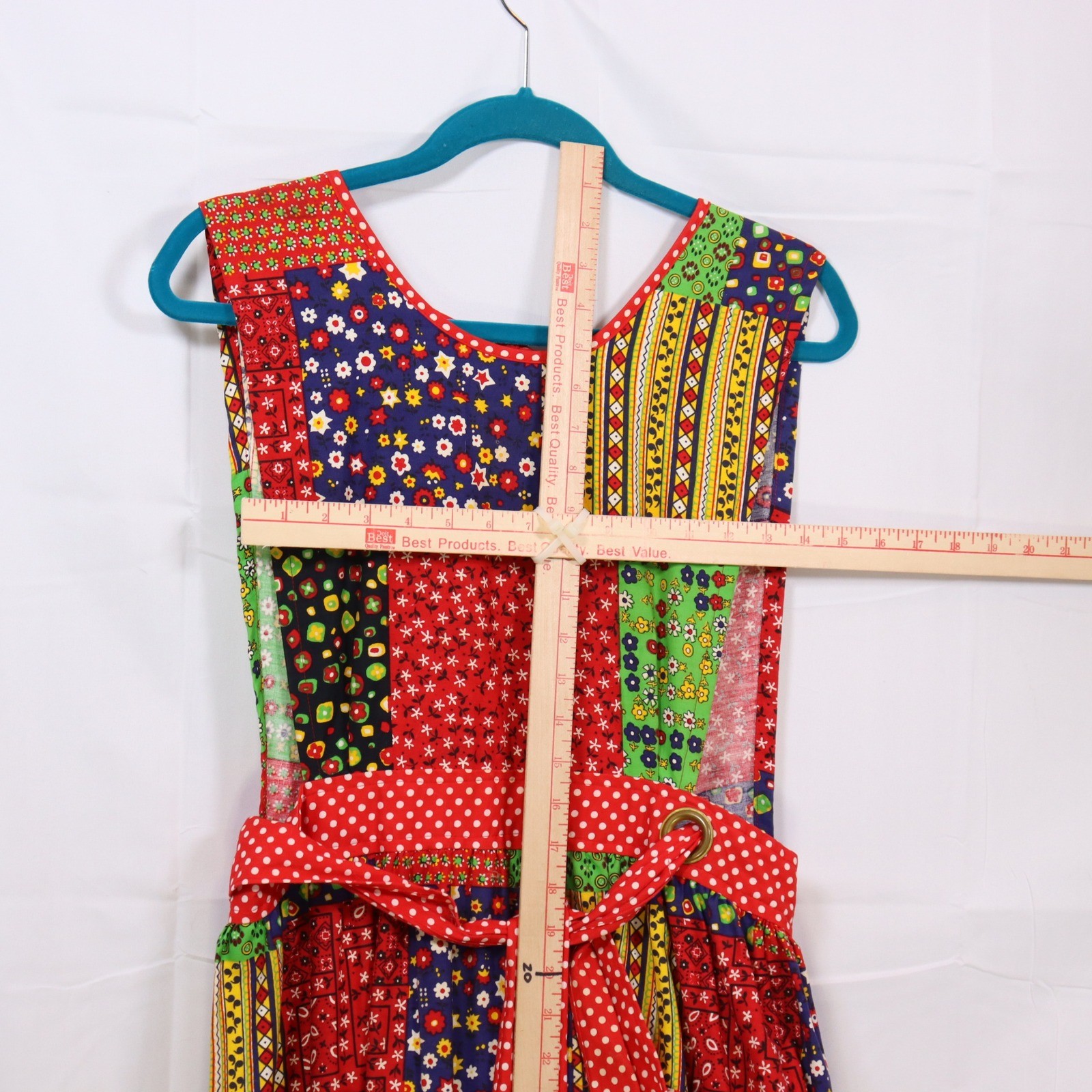 Design House Patchwork Apron Dress OS Multicolor Womens Vintage Boho Maxi