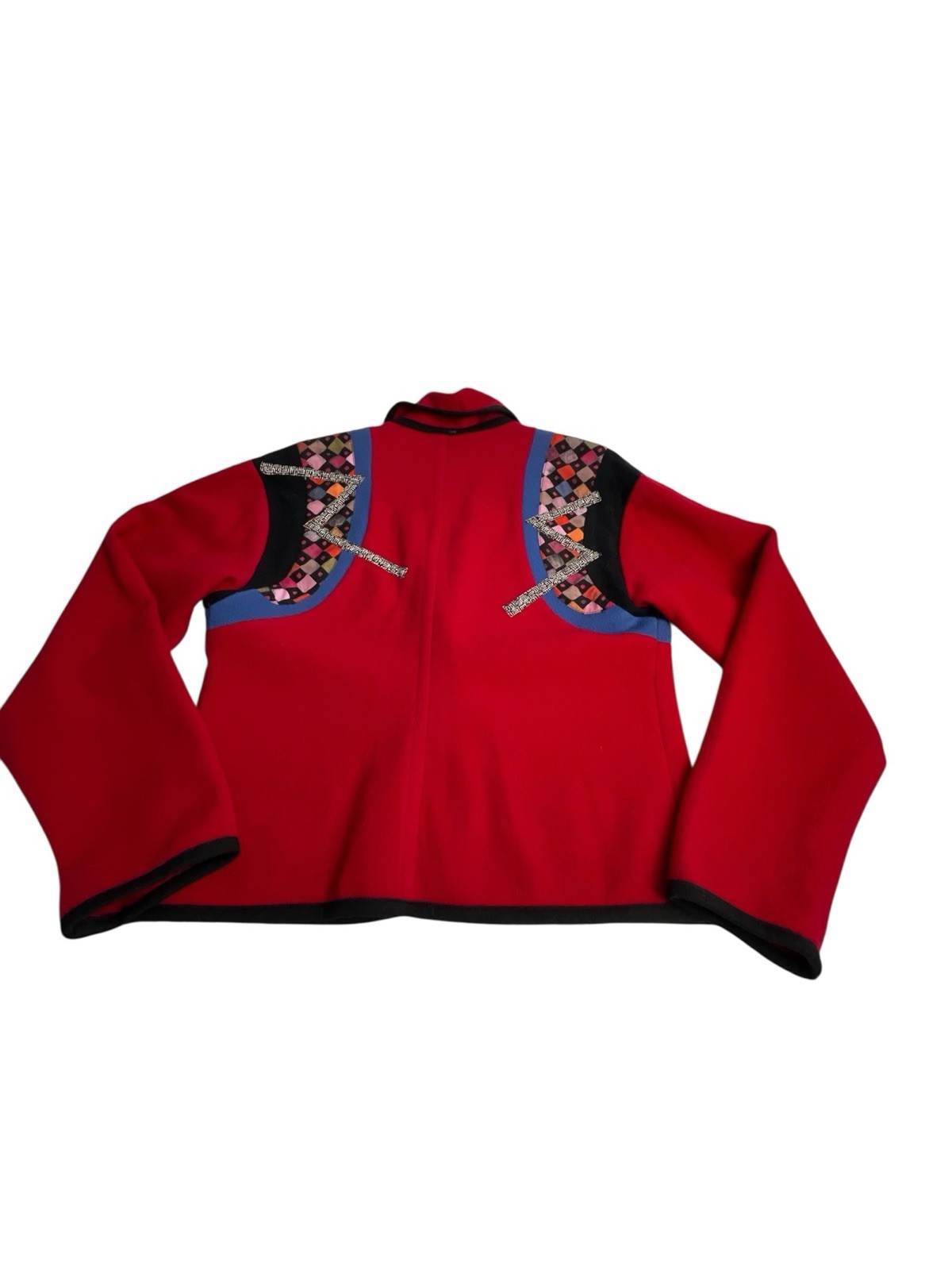 CANVASBACKS Wool Jacket 80’s Vintage Red with Colorful Details S
