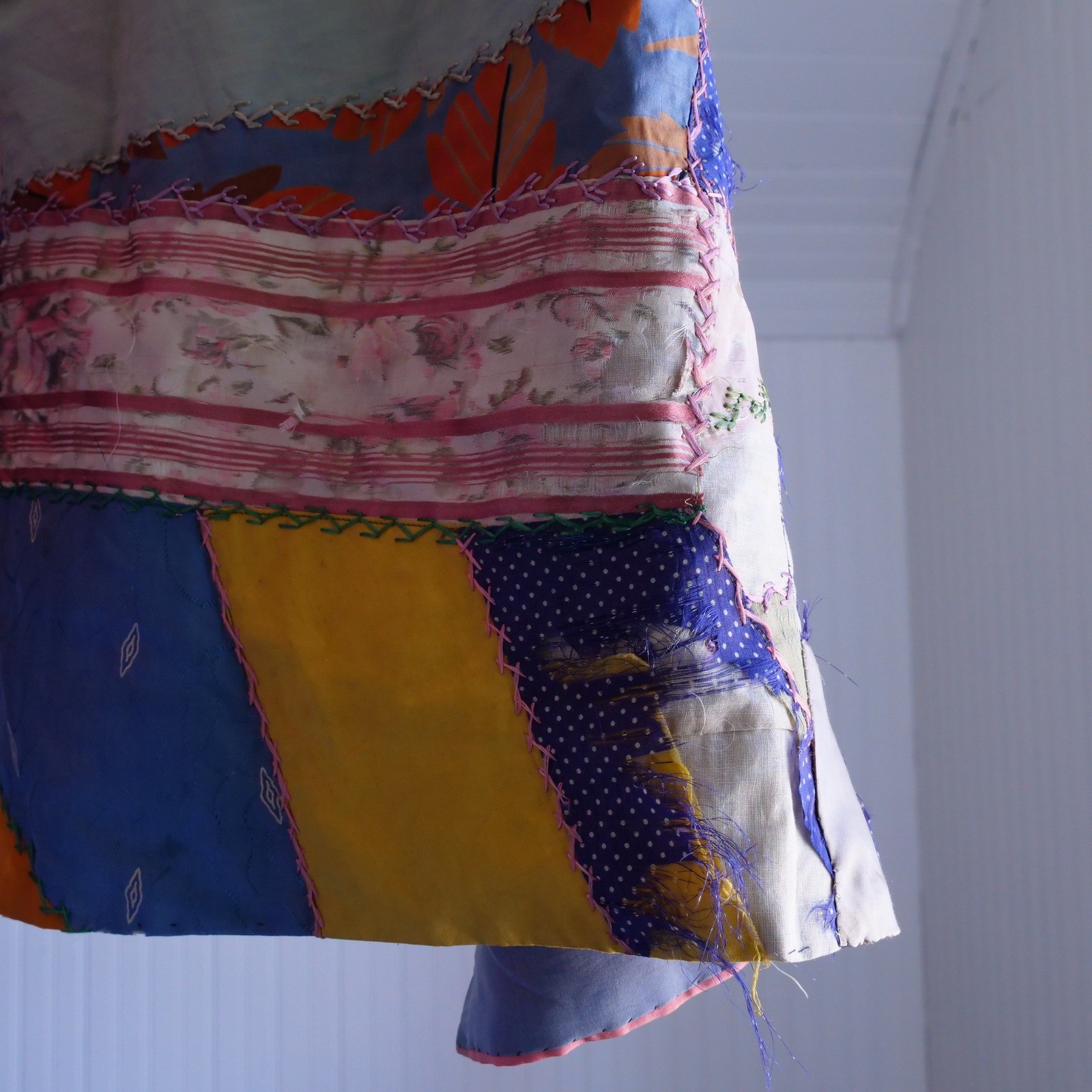 Vintage/antique handmade crazy quilt silk and velvet jacket