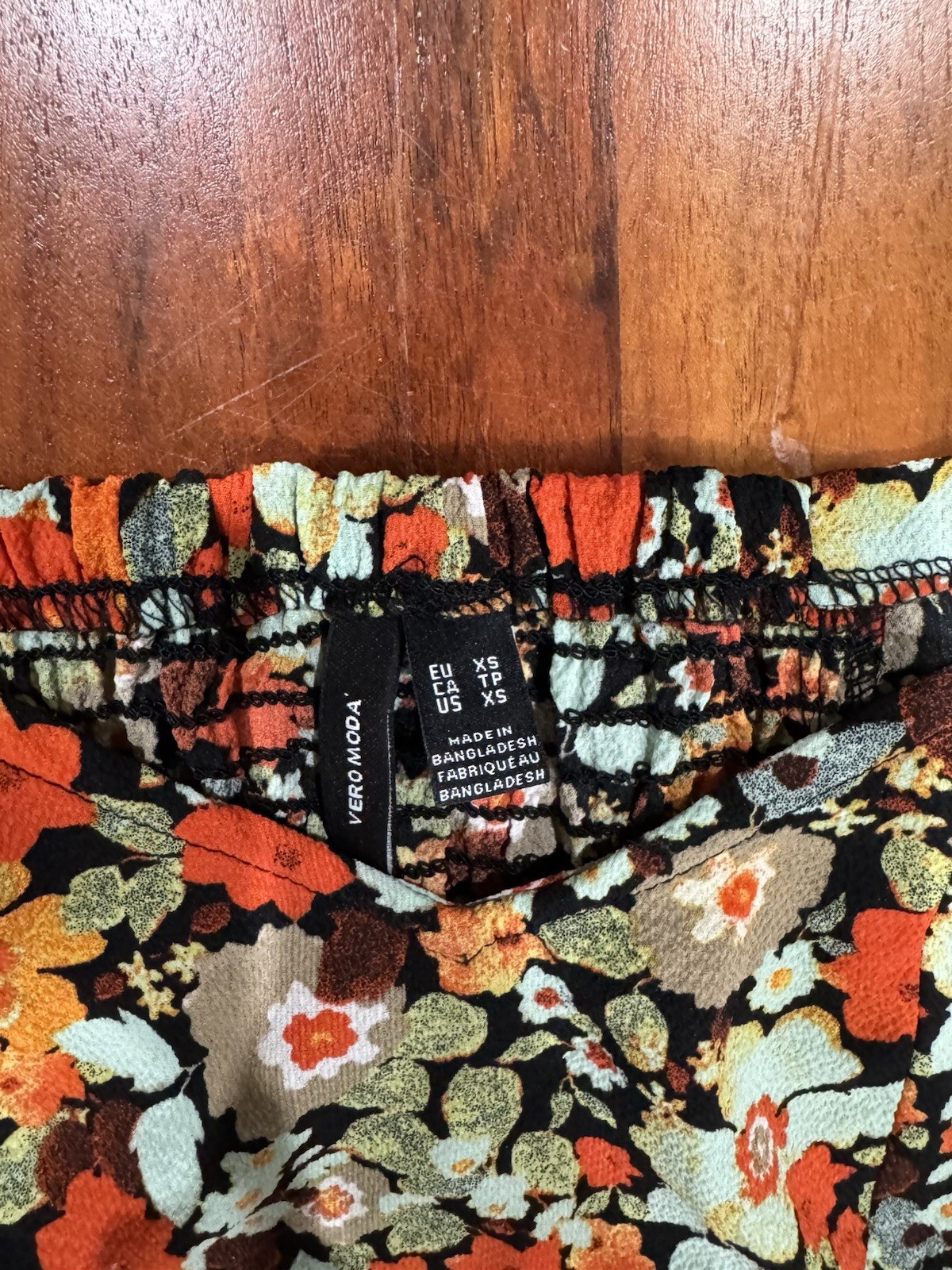 Vero Moda Floral Top & Skirt Set XS S Orange Black Beige Green White Polyester