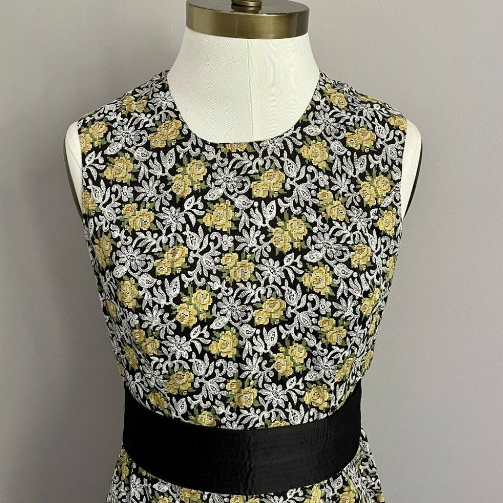 Vintage 60s Sleeveless Cotton Poplin Floral Embroidered Look Dress – Small